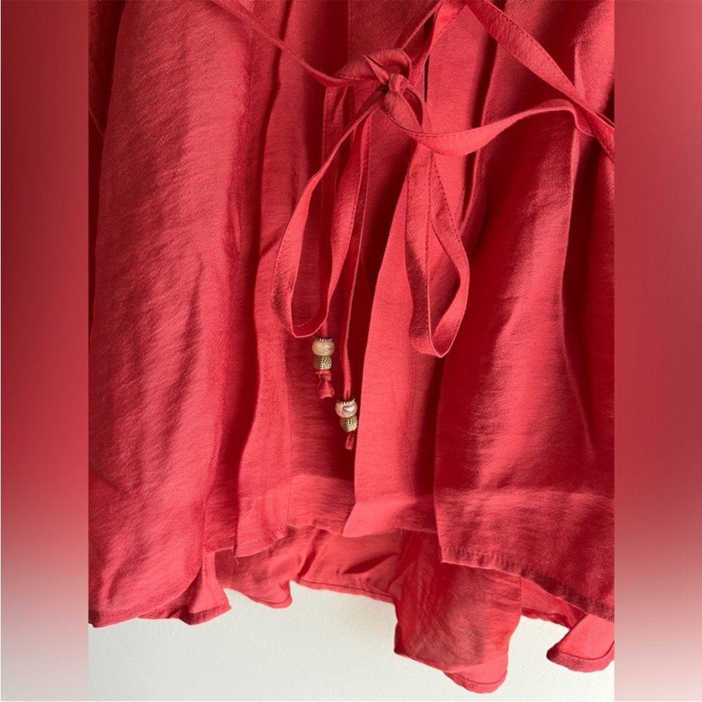 Zara, Coral, Belted wrap shirt, Medium - Picture 9 of 13